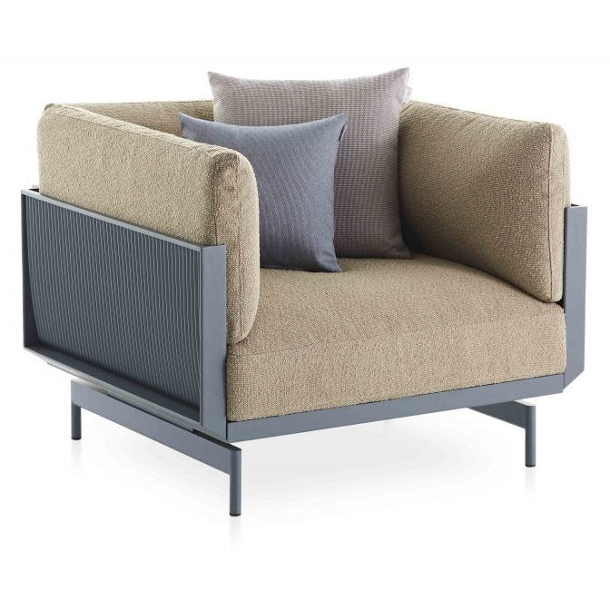 Gandia Blasco Onde Lounge Chair in blau/grau, Frontansicht 