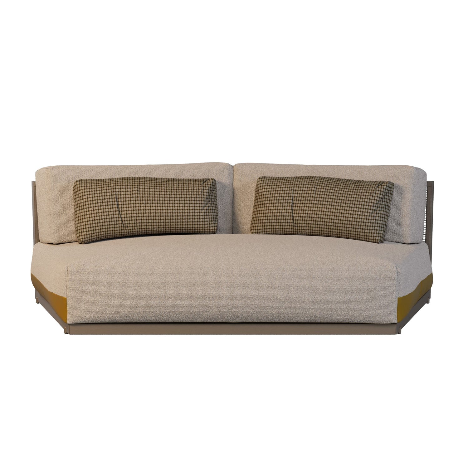 Myface Orin Sofa 220 cm – geschwungener Outdoor-Zweisitzer aus lackiertem Edelstahl mit durchbrochener Metall-Rückenlehne