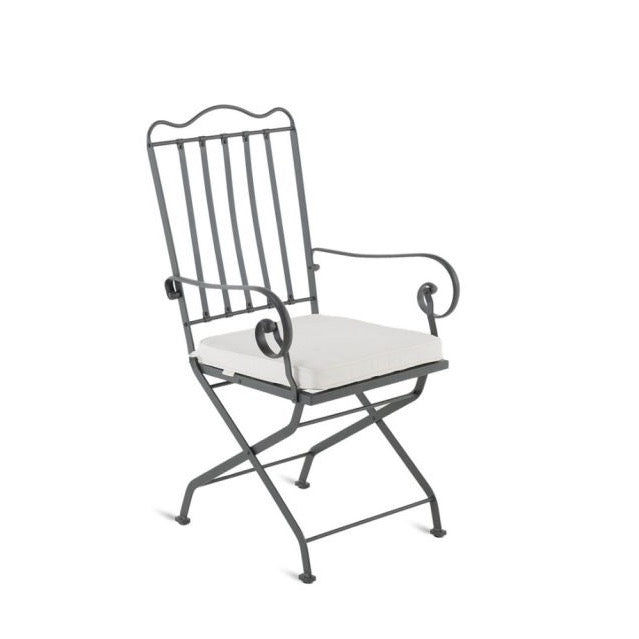 Unopiù Toscana Armstuhl aus Eisen in Graphitgrau
