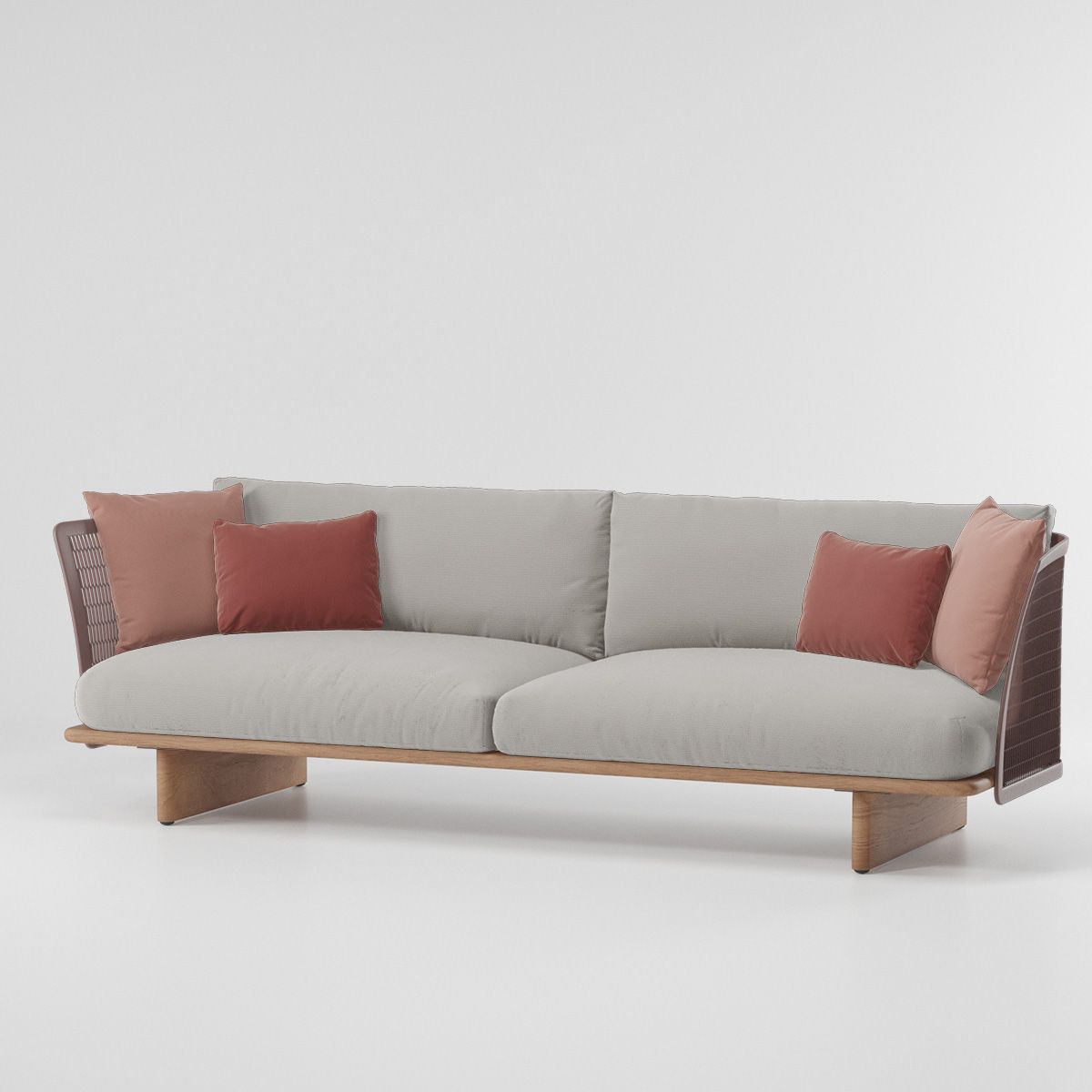 Kettal Mesh 3-Sitzer-Sofa aus Aluminium im Garten