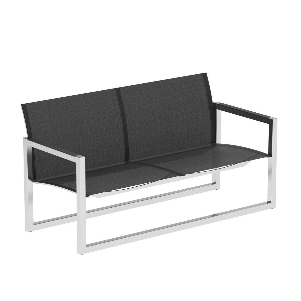 Royal Botania Ninix Bank, Edelstahl elektropoliert, Batyline schwarz (black)