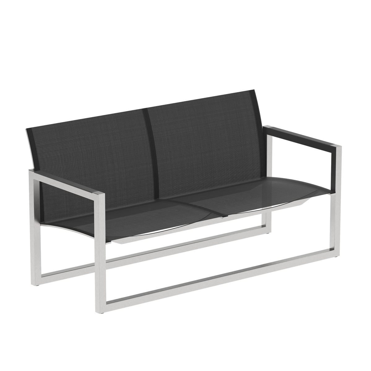 Royal Botania Ninix Bank, Edelstahl gebürstet, Batyline schwarz (black)