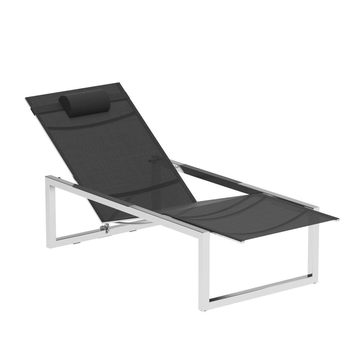 Royal Botania Ninix Sonnenliege, Edelstahl elektropoliert, Batyline schwarz (black)