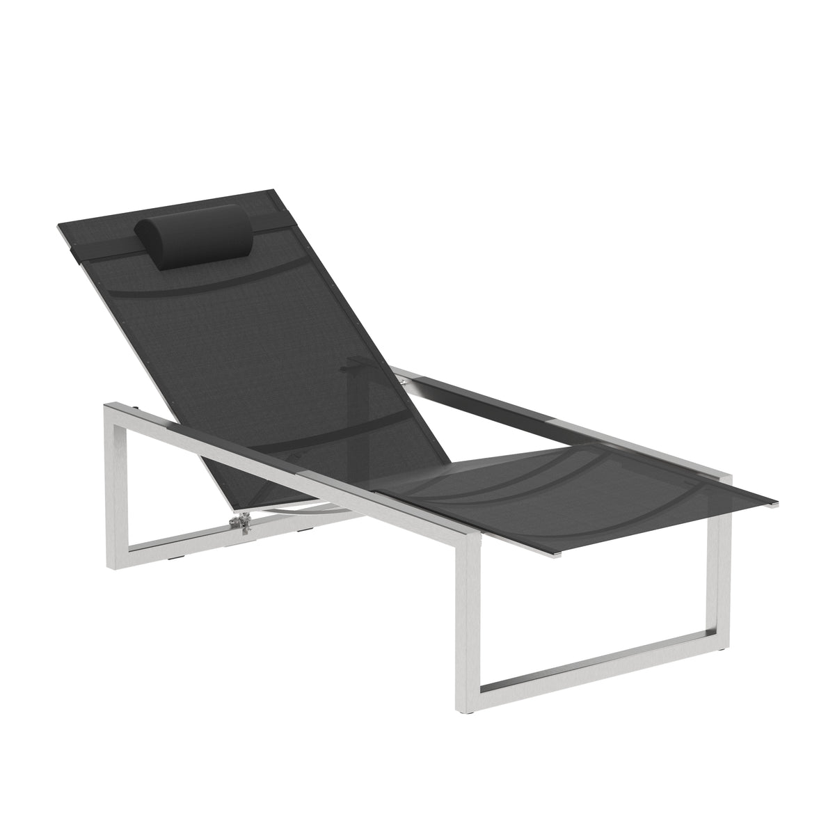 Royal Botania Ninix Sonnenliege, Edelstahl gebürstet, Batyline schwarz (black)