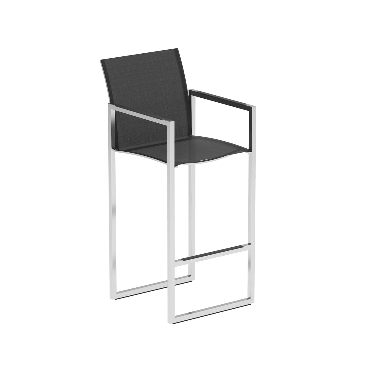 Royal Botania Ninix Barstuhl, Edelstahl elektropoliert, Batyline schwarz (black)