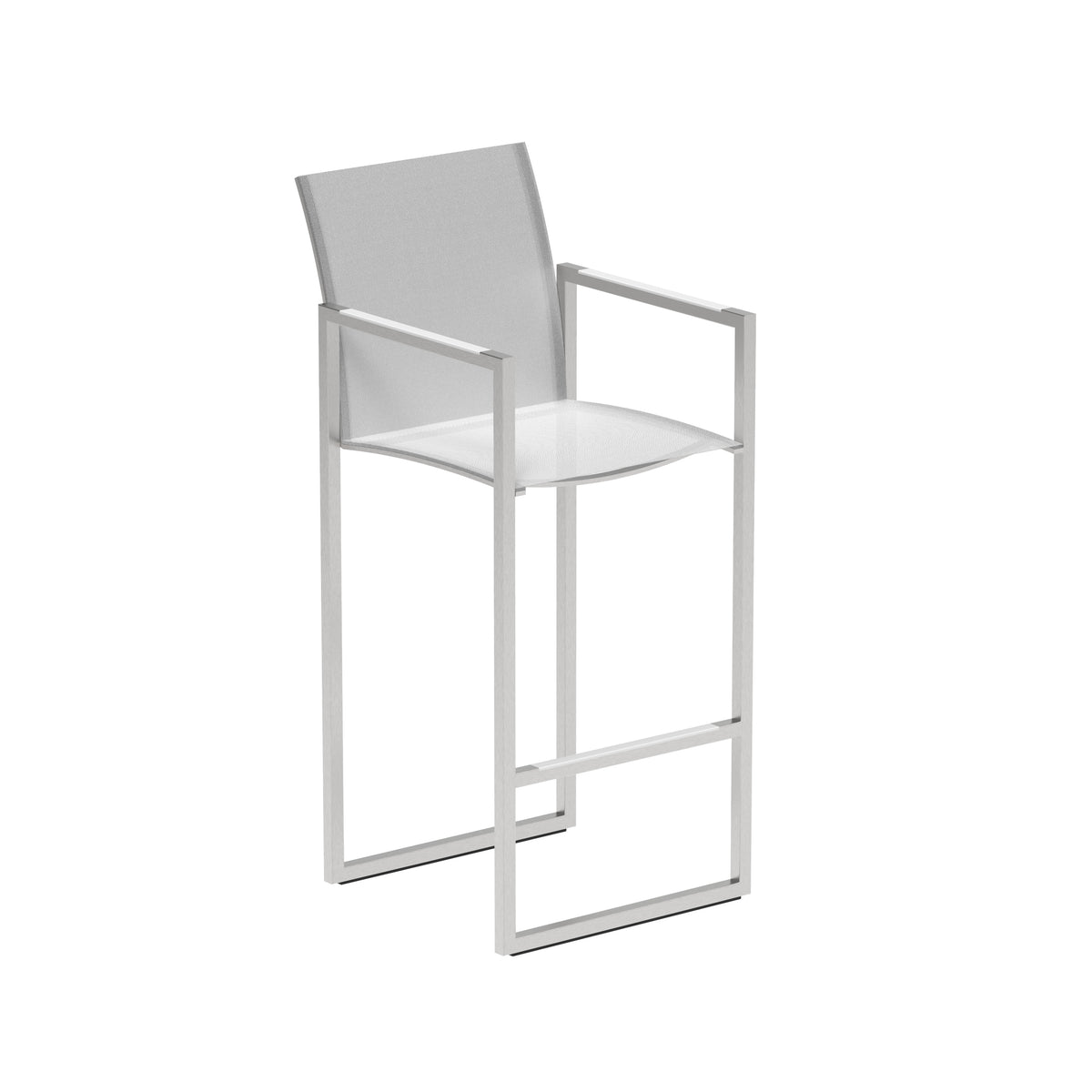 Royal Botania Ninix Barstuhl, Edelstahl gebürstet, Batyline weiß (white)