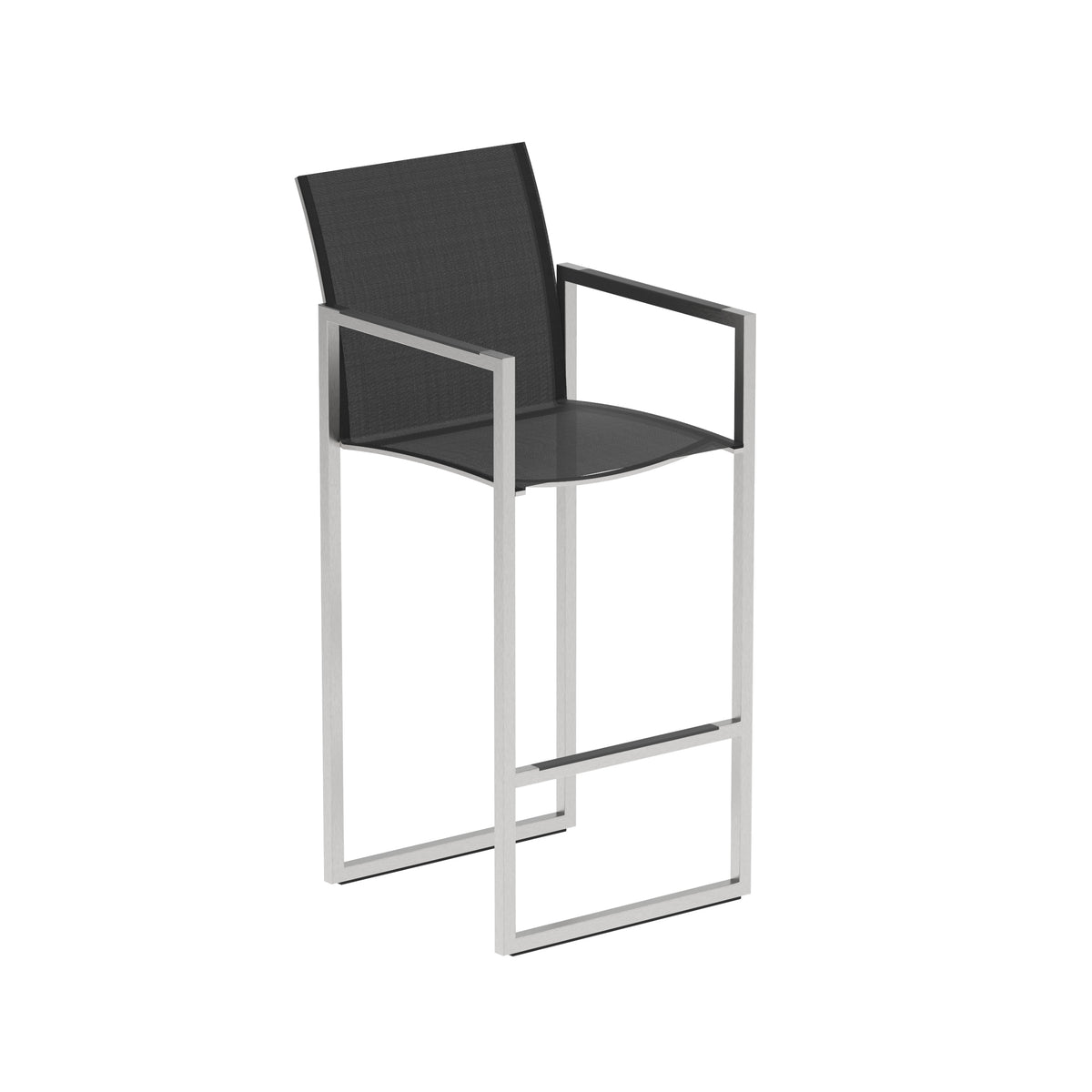 Royal Botania Ninix Barstuhl, Edelstahl gebürstet, Batyline schwarz (black)