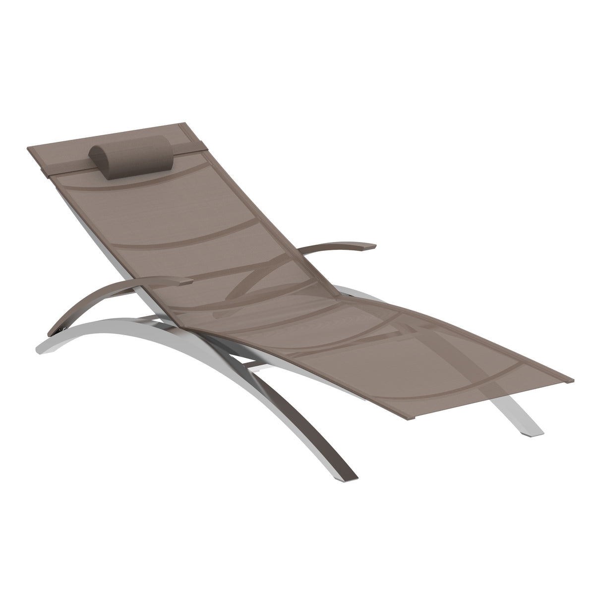 Royal Botania O-zon Sonnenliege, Edelstahl elektropoliert, Batyline cappuccino