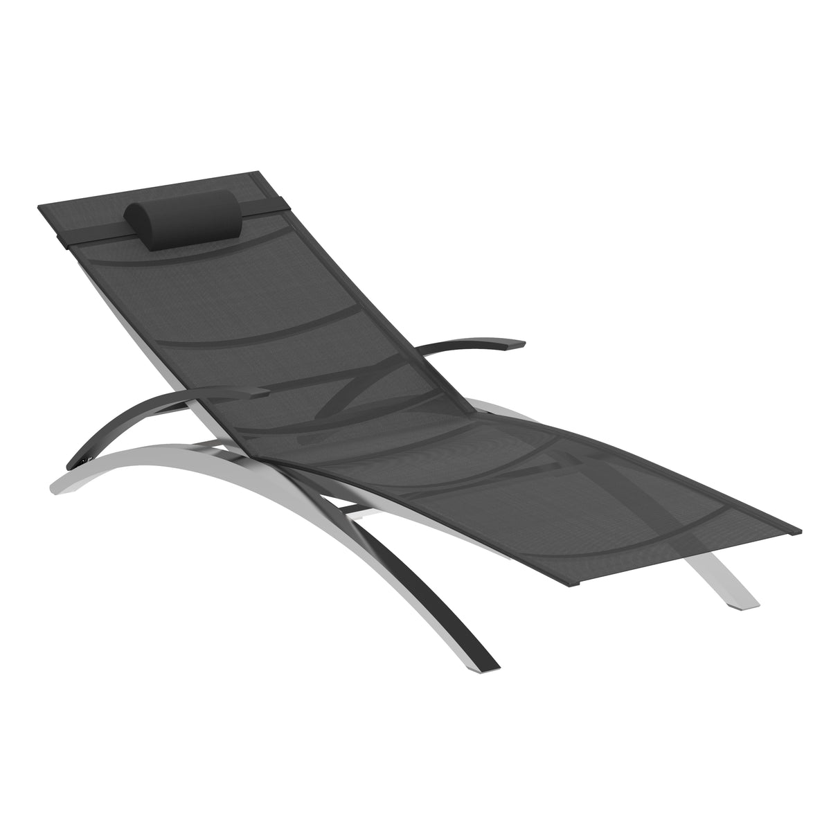 Royal Botania O-zon Sonnenliege, Edelstahl elektropoliert, Batyline schwarz (black)