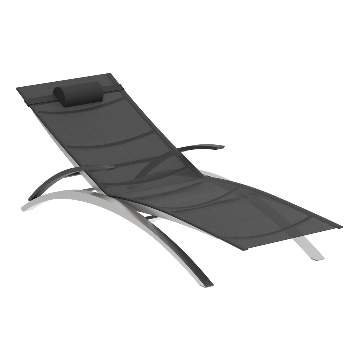 Royal Botania O-zon Sonnenliege, Edelstahl gebürstet, Batyline schwarz (black)