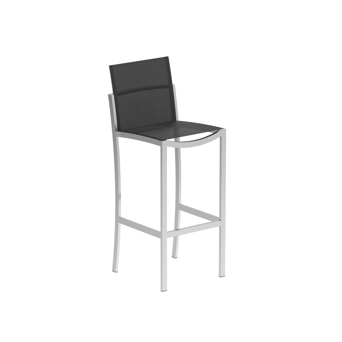 Royal Botania O-zon Barstuhl, Edelstahl elektropoliert, Batyline schwarz (black)