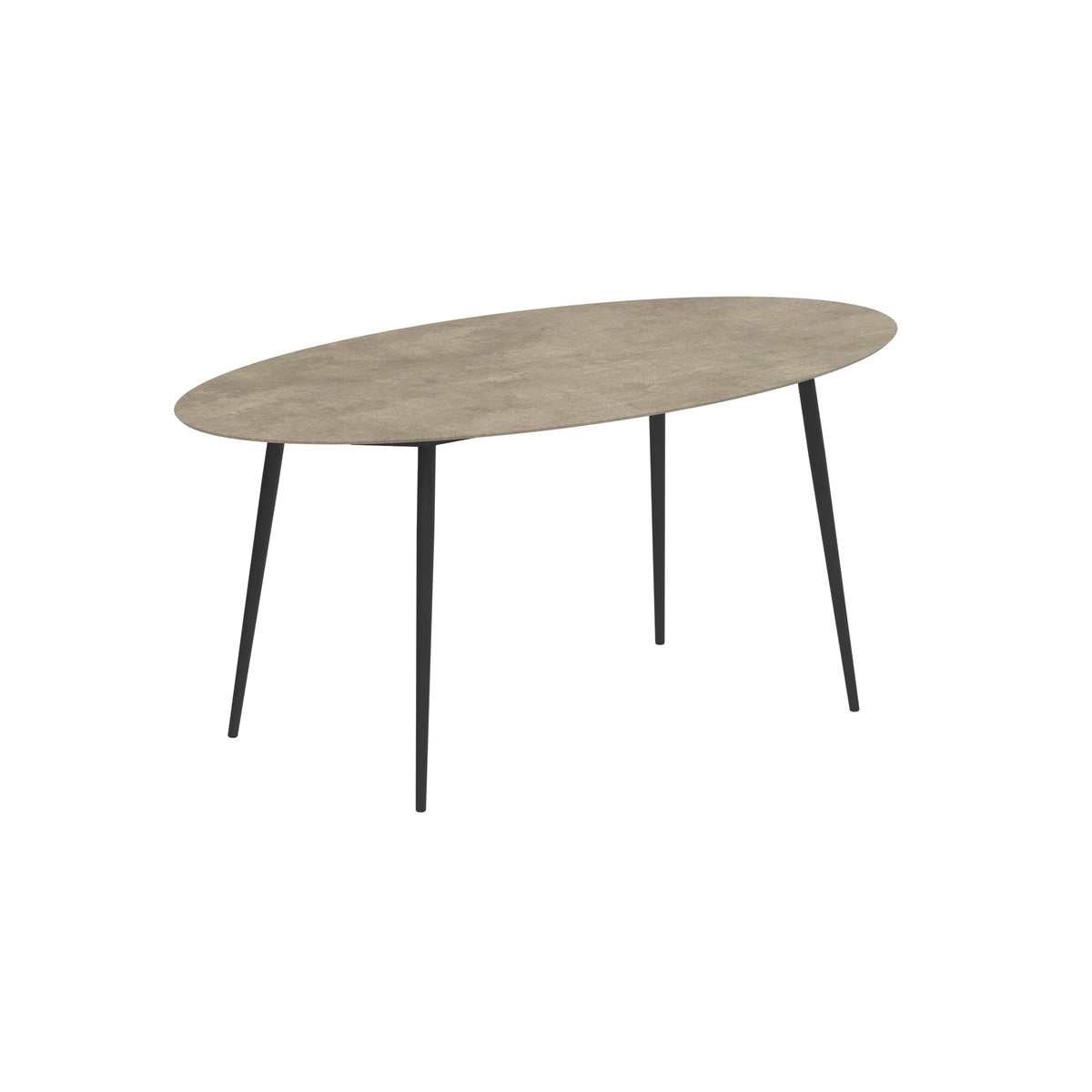 Royal Botania Styletto Bartisch Ellipse 250 x 130 cm, Alu anthrazit, Keramik graubraun (Terra Sabbia)