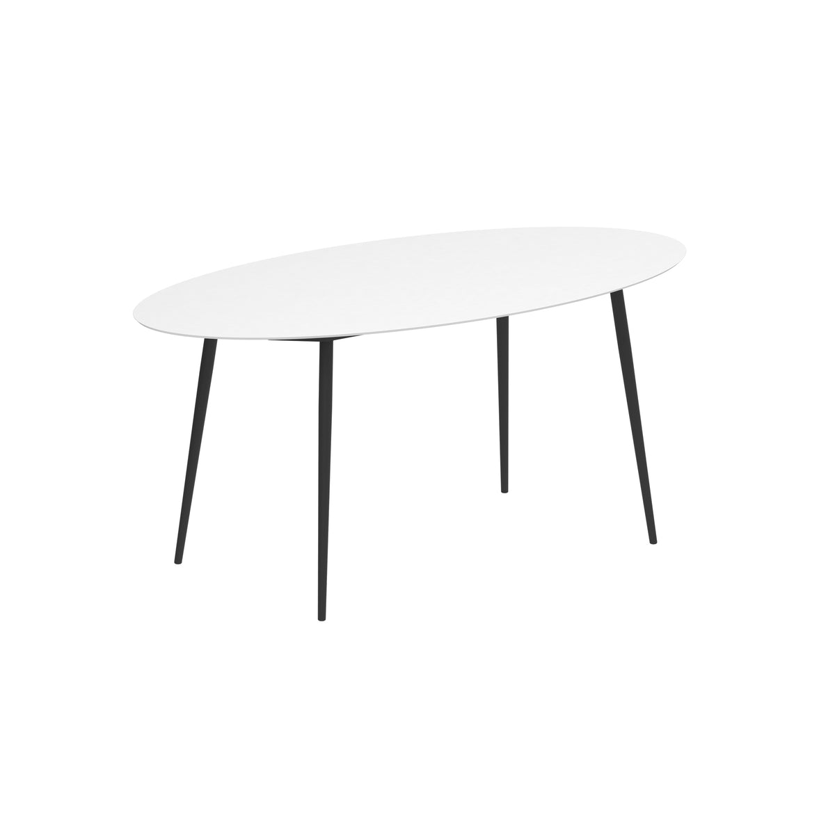 Royal Botania Styletto Bartisch Ellipse 250 x 130 cm, Alu anthrazit, Keramik weiß (white)