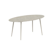 Royal Botania Styletto Bartisch Ellipse 250 x 130 cm, Alu pebble, Keramik grau gemustert (Ceppo Dolomitica)