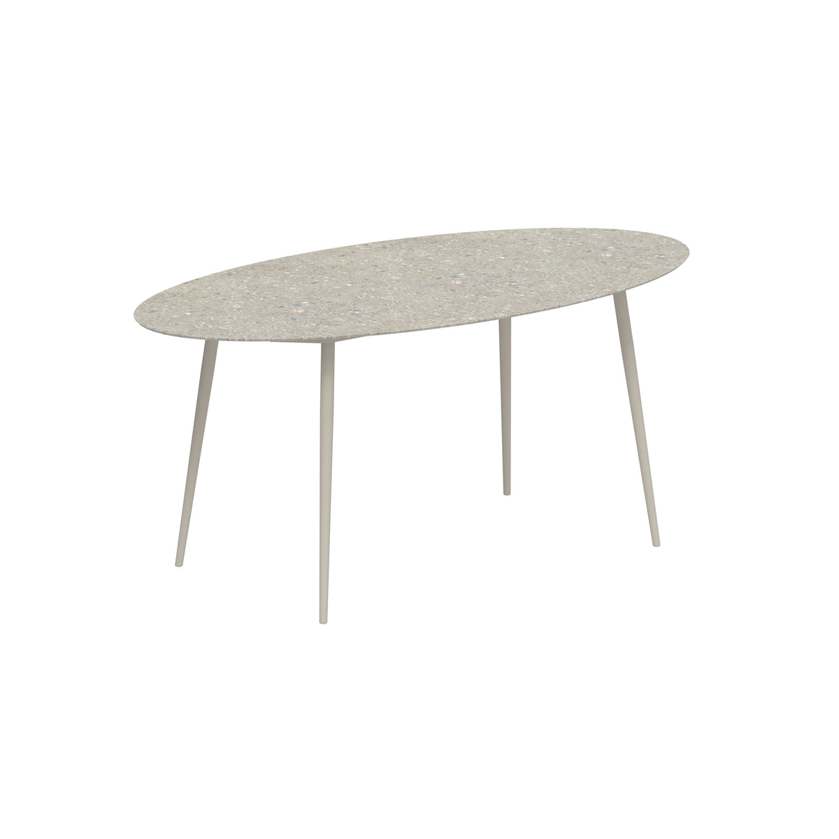 Royal Botania Styletto Bartisch Ellipse 250 x 130 cm, Alu pebble, Keramik grau gemustert (Ceppo Dolomitica)