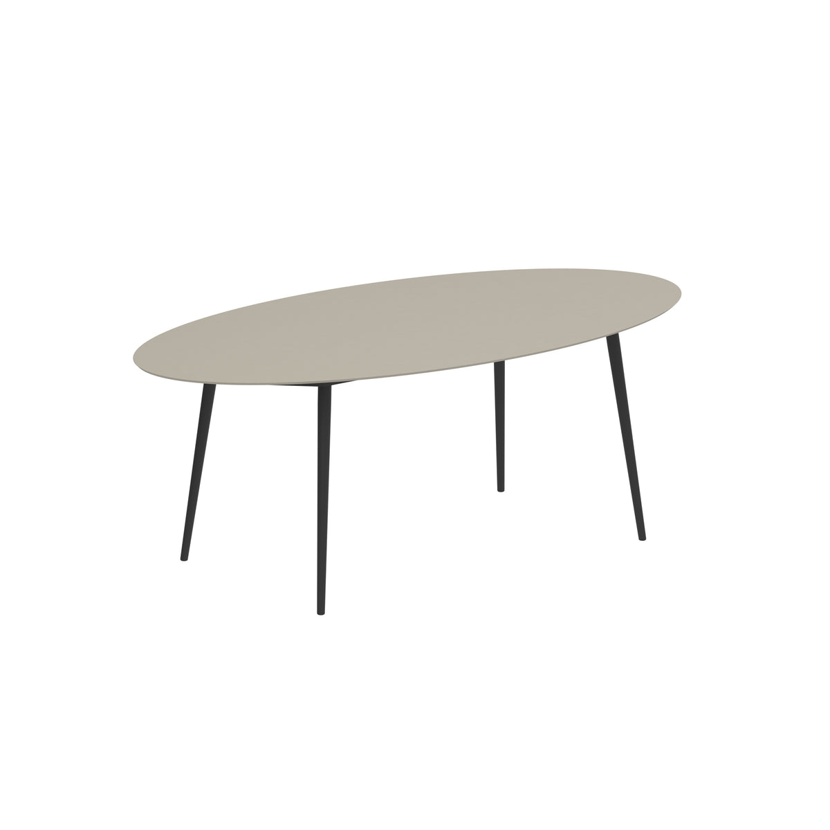 Royal Botania Styletto Thekentisch Ellipse 250 x 130 cm, Alu anthrazit, Keramik perlgrau (Pearl Grey)