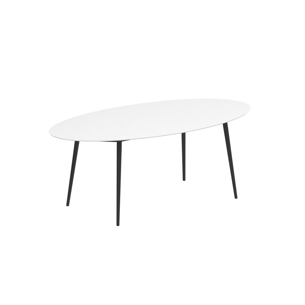 Royal Botania Styletto Thekentisch Ellipse 250 x 130 cm, Alu anthrazit, Keramik weiß (white)