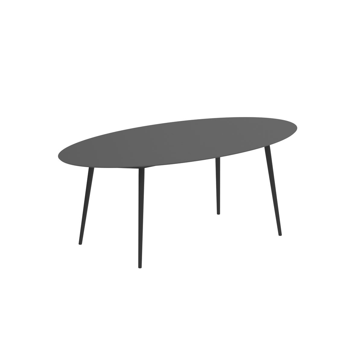 Royal Botania Styletto Thekentisch Ellipse 250 x 130 cm, Alu anthrazit, Keramik schwarz (black)