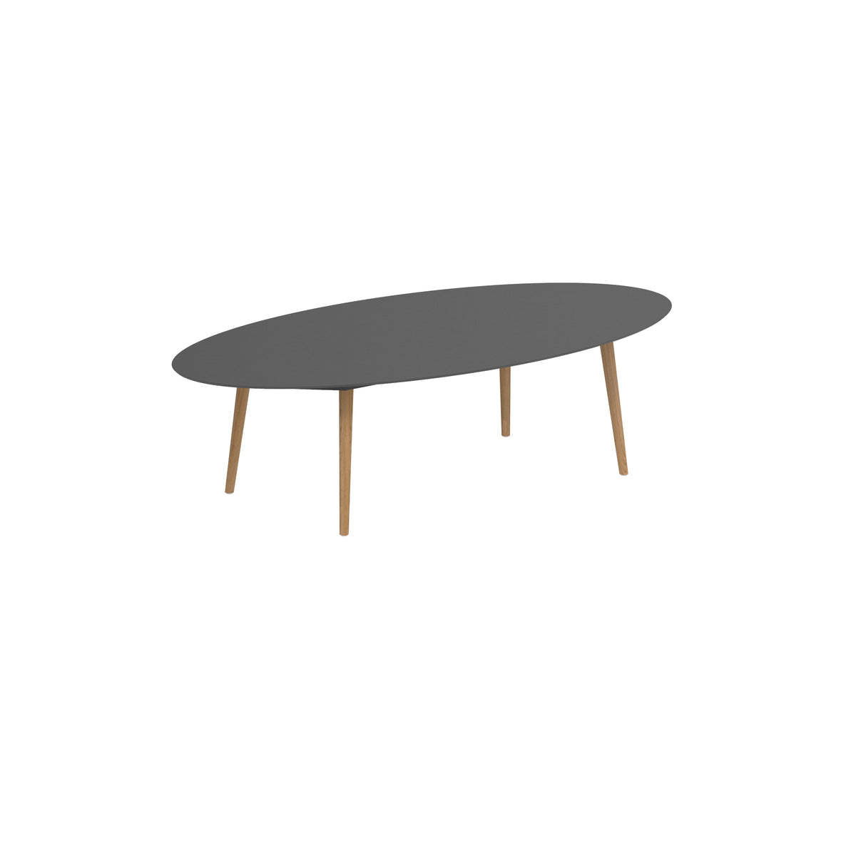 Royal Botania Styletto Low-Dining-Tisch Ellipse 250 x 130 cm, Teakbeine, Keramik schwarz (black)