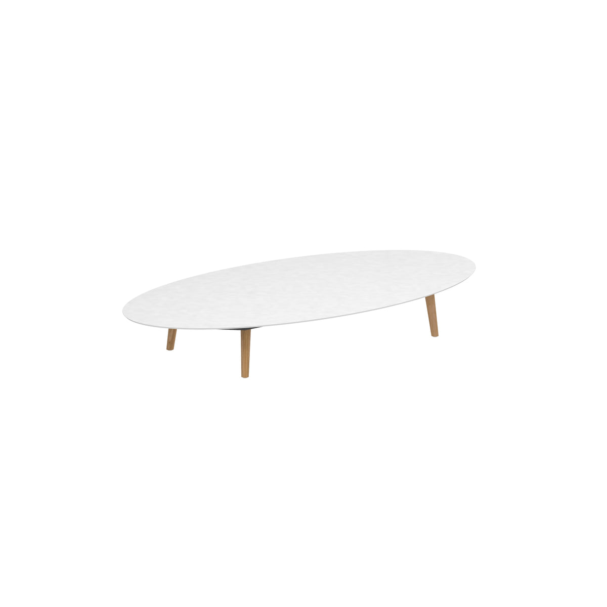 Royal Botania Styletto Loungetisch niedrig Ellipse 250 x 130 cm, Teakbeine, Keramik weiß (white)