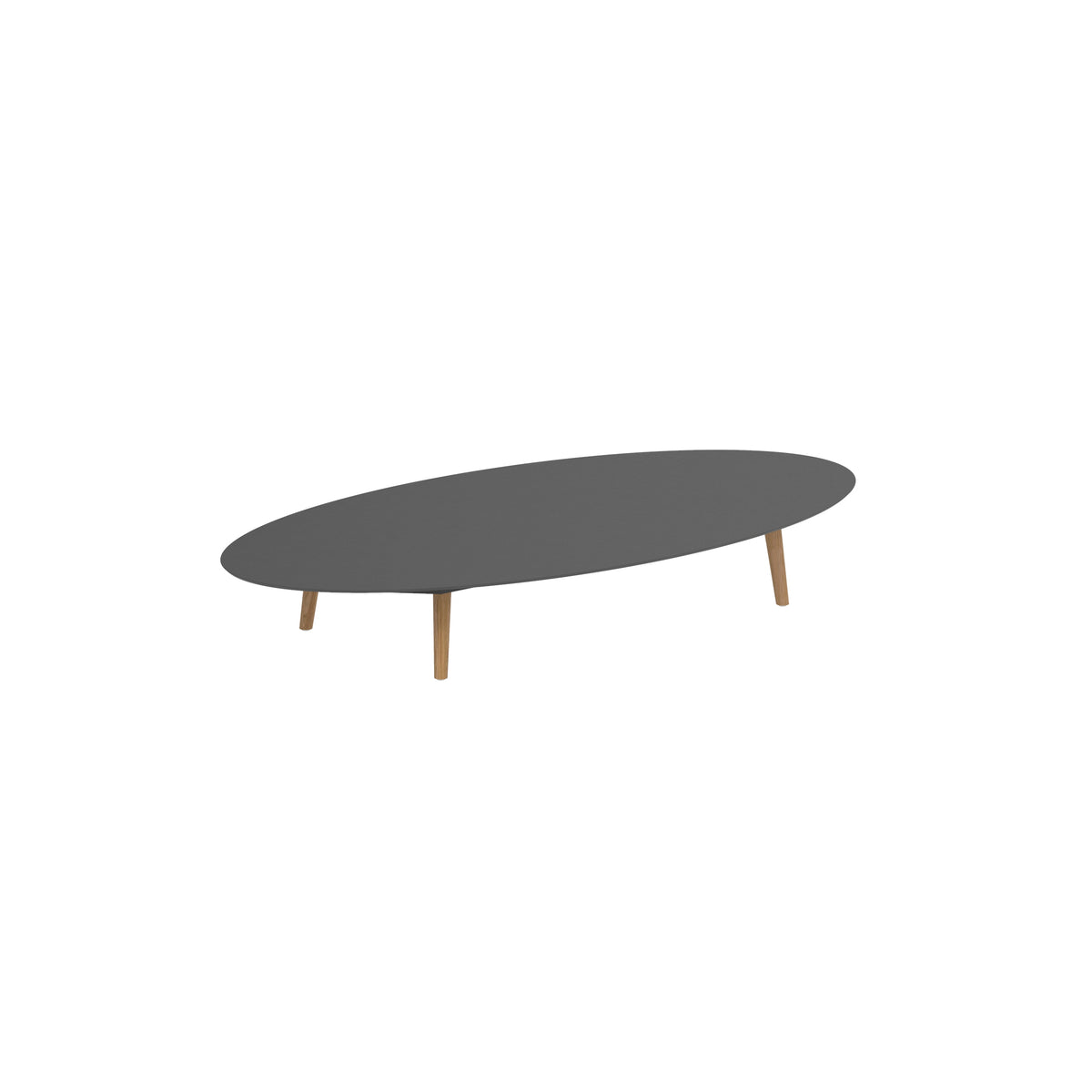 Royal Botania Styletto Loungetisch niedrig Ellipse 250 x 130 cm, Teakbeine, Keramik schwarz (black)