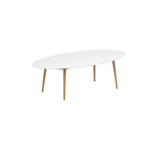 Royal Botania Styletto Esstisch Ellipse 250 x 130 cm, Teakbeine, Keramik weiß (white)