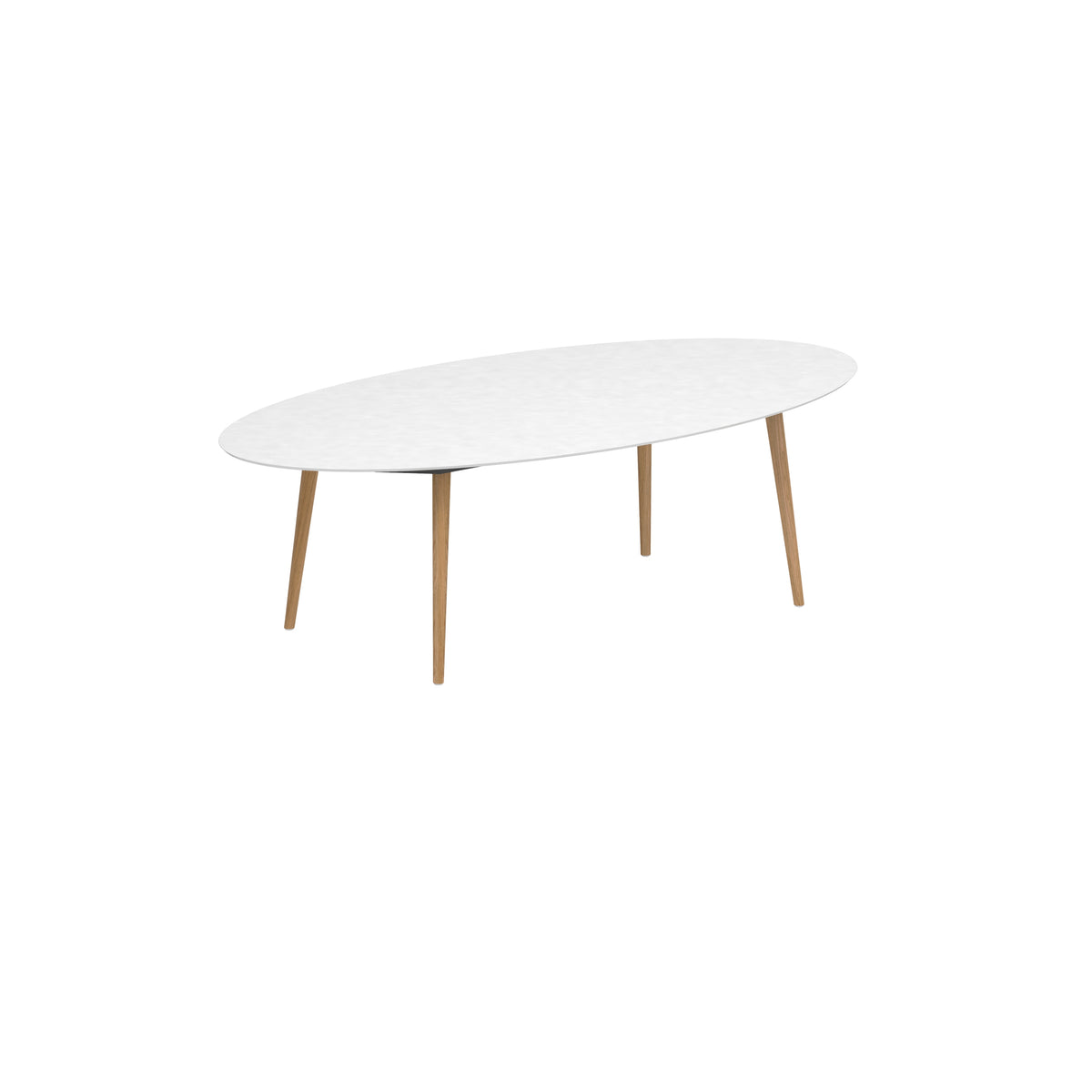 Royal Botania Styletto Esstisch Ellipse 250 x 130 cm, Teakbeine, Keramik weiß (white)