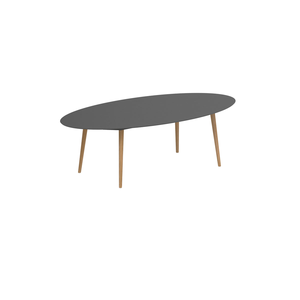 Royal Botania Styletto Esstisch Ellipse 250 x 130 cm, Teakbeine, Keramik schwarz (black)