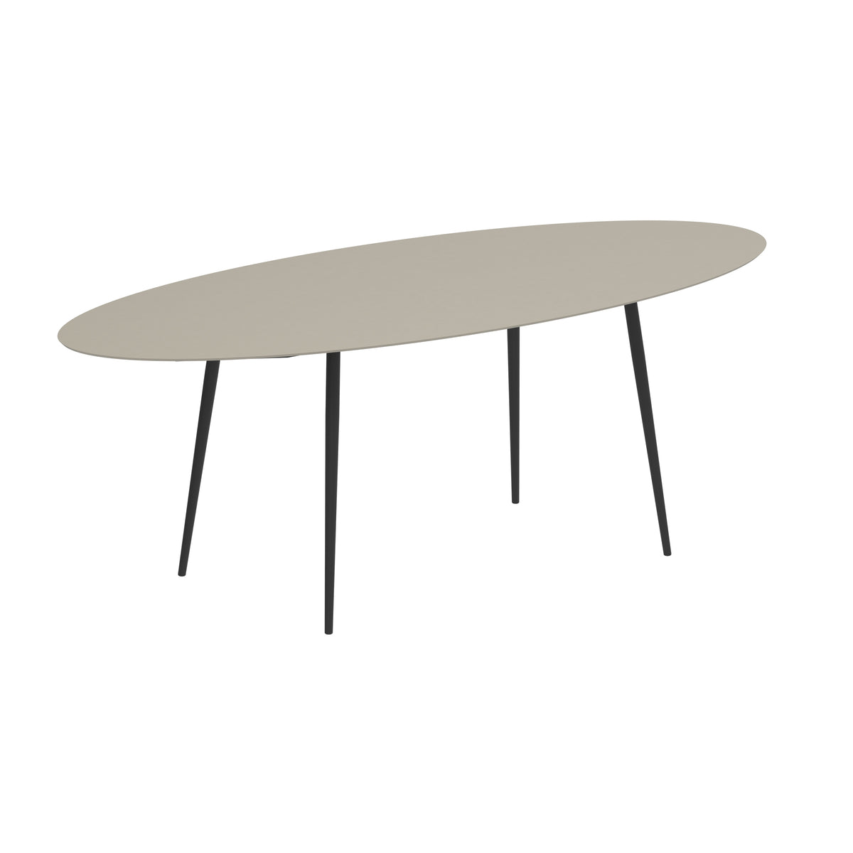 Royal Botania Styletto Bartisch Ellipse 320 x 140 cm, Alu anthrazit, Keramik perlgrau (Pearl Grey)