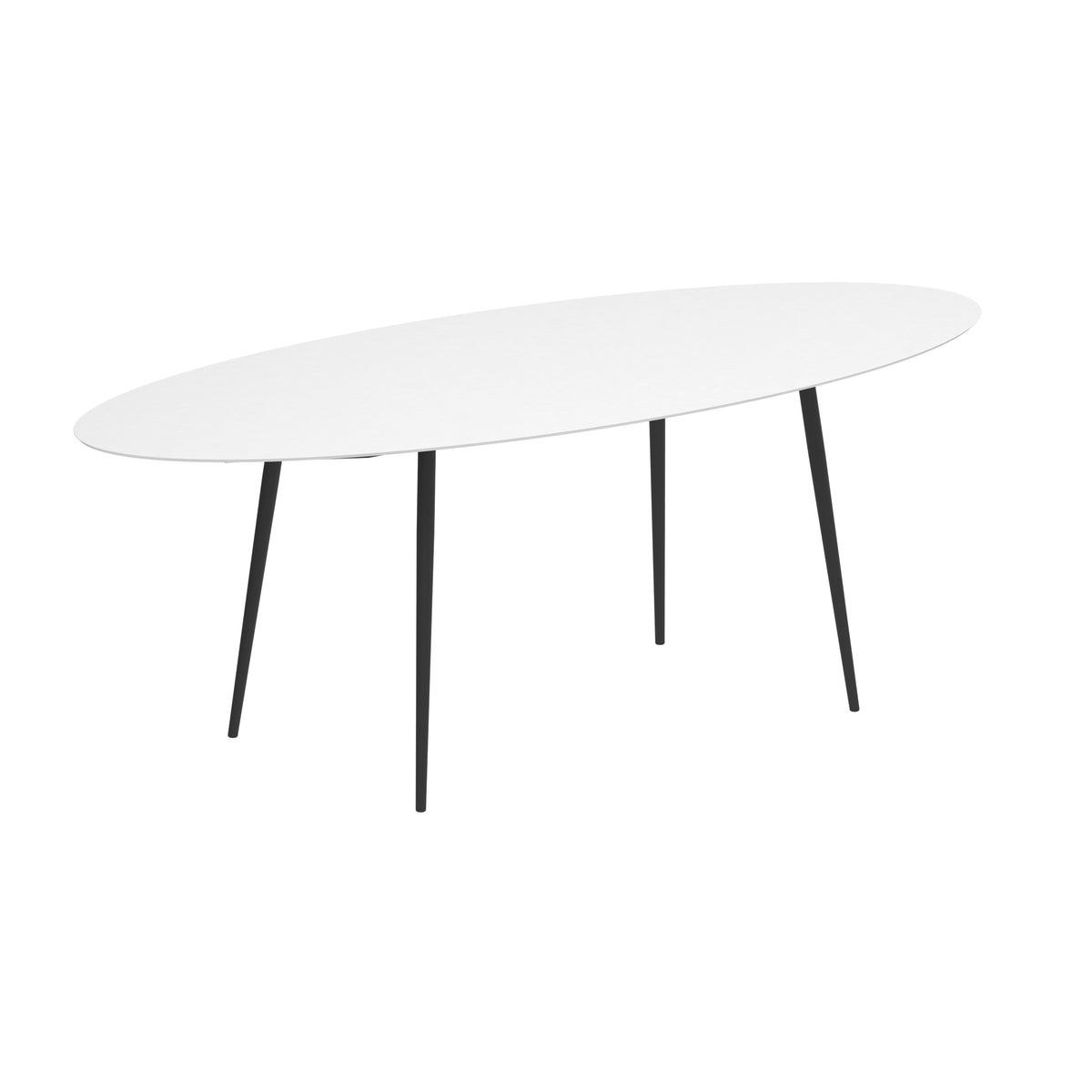 Royal Botania Styletto Bartisch Ellipse 320 x 140 cm, Alu anthrazit, Keramik weiß (white)