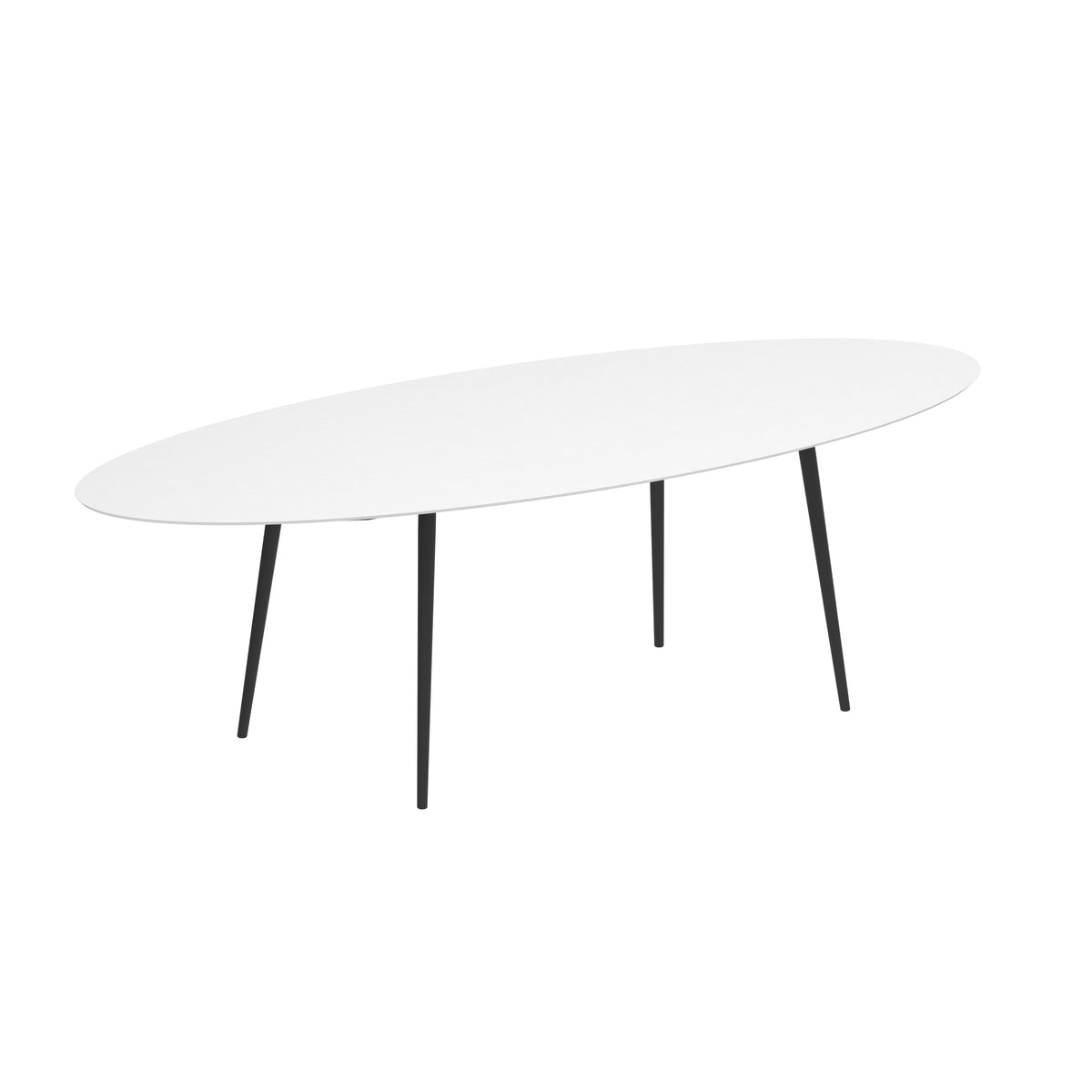Royal Botania Styletto Thekentisch Ellipse 320 x 140 cm, Alu anthrazit, Keramik weiß (white)