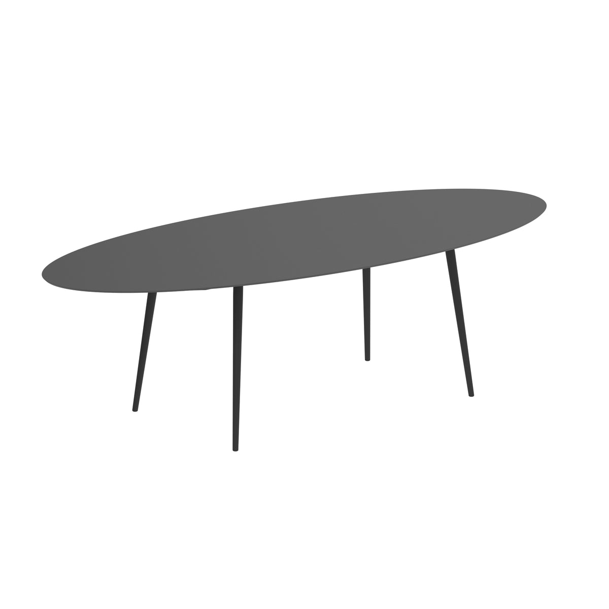 Royal Botania Styletto Thekentisch Ellipse 320 x 140 cm, Alu anthrazit, Keramik schwarz (black)