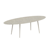 Royal Botania Styletto Thekentisch Ellipse 320 x 140 cm, Alu pebble, Keramik grau gemustert (Ceppo Dolomitica)