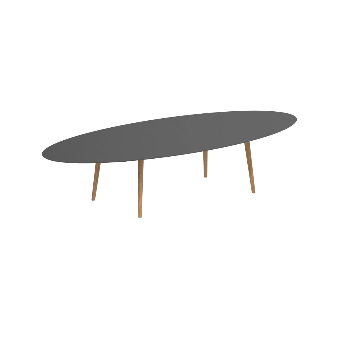 Royal Botania Styletto Low-Dining-Tisch Ellipse 320 x 140 cm, Teakbeine, Keramik schwarz (black)