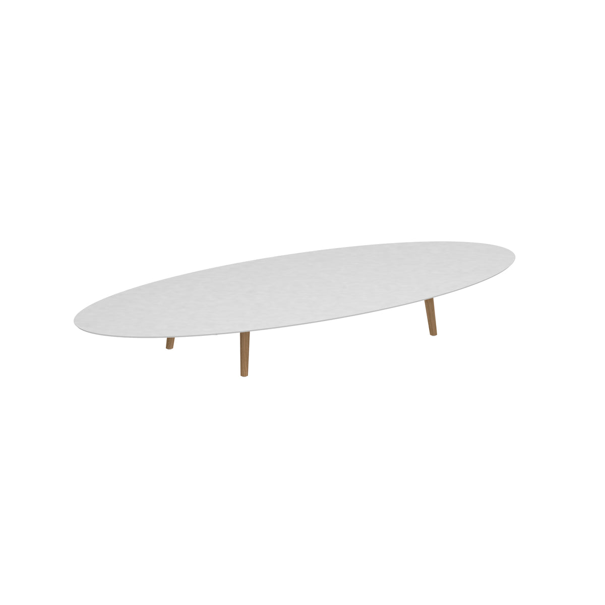 Royal Botania Styletto Loungetisch niedrig Ellipse 320 x 140 cm, Teakbeine, Keramik weiß (white)