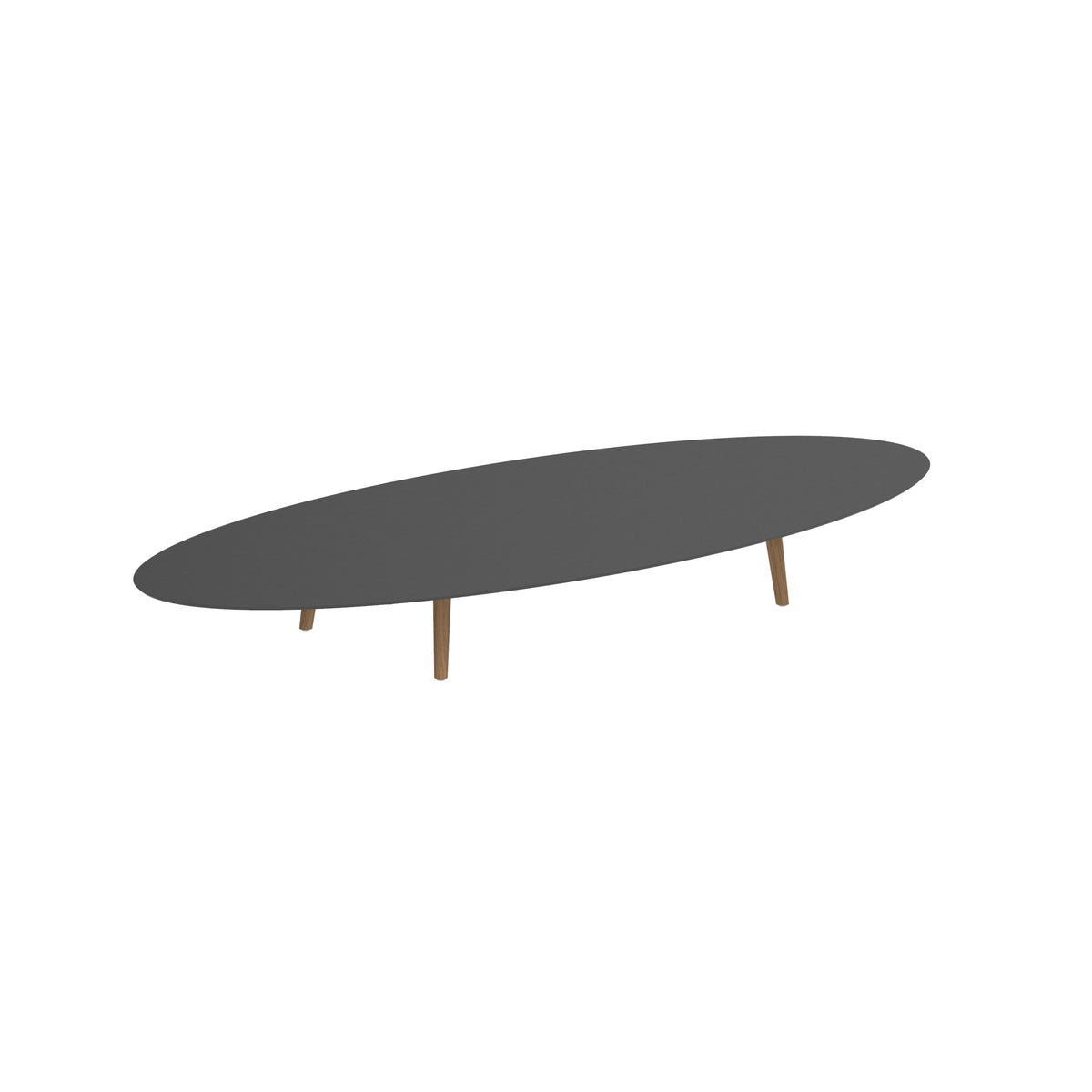 Royal Botania Styletto Loungetisch niedrig Ellipse 320 x 140 cm, Teakbeine, Keramik schwarz (black)