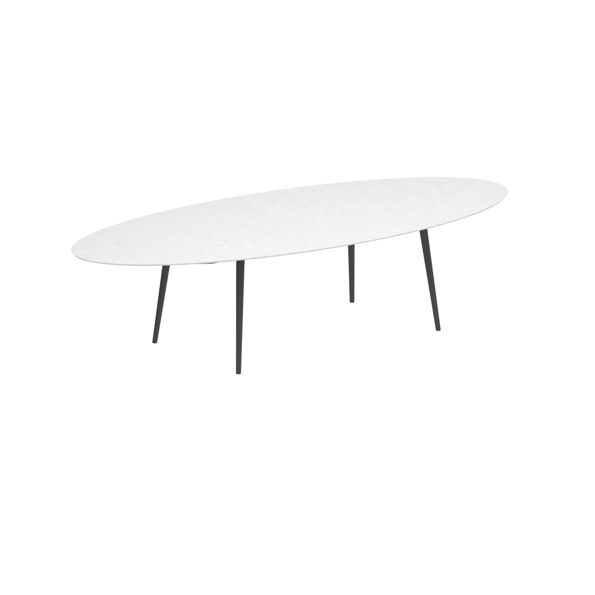 Royal Botania Styletto Esstisch Ellipse 320 x 140 cm, Alu anthrazit, Keramik weiß (white)