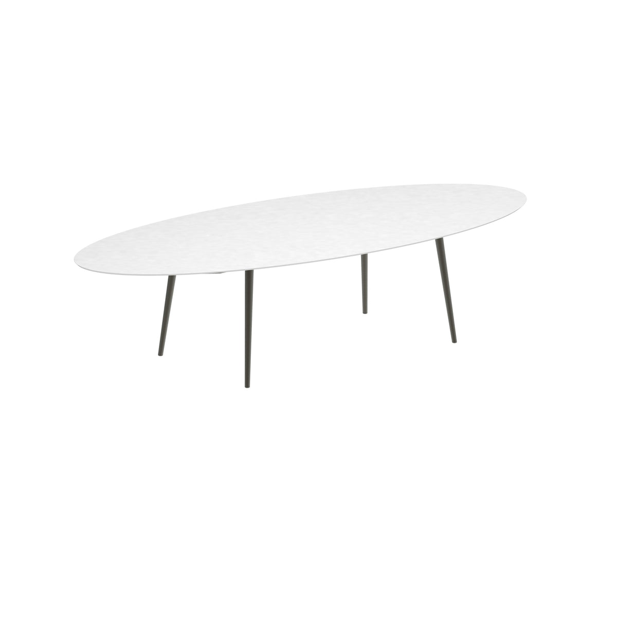Royal Botania Styletto Esstisch Ellipse 320 x 140 cm – Alu bronze · Keramik weiß (white)
