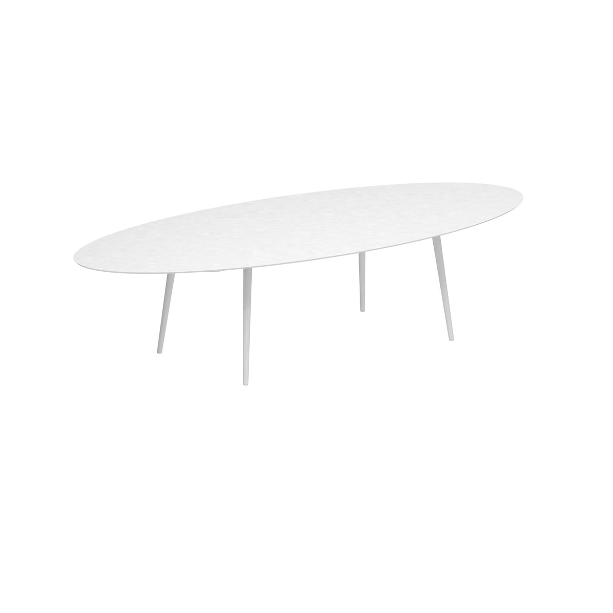 Royal Botania Styletto Esstisch Ellipse 320 x 140 cm – Alu weiß · Keramik weiß (white)