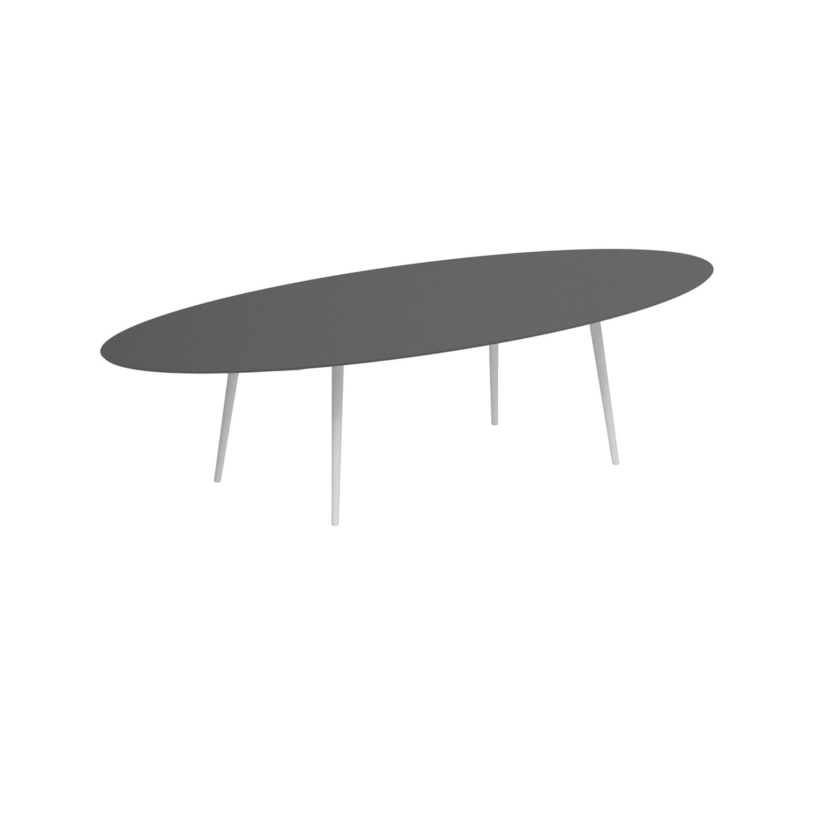 Royal Botania Styletto Esstisch Ellipse 320 x 140 cm – Alu weiß · Keramik schwarz (black)