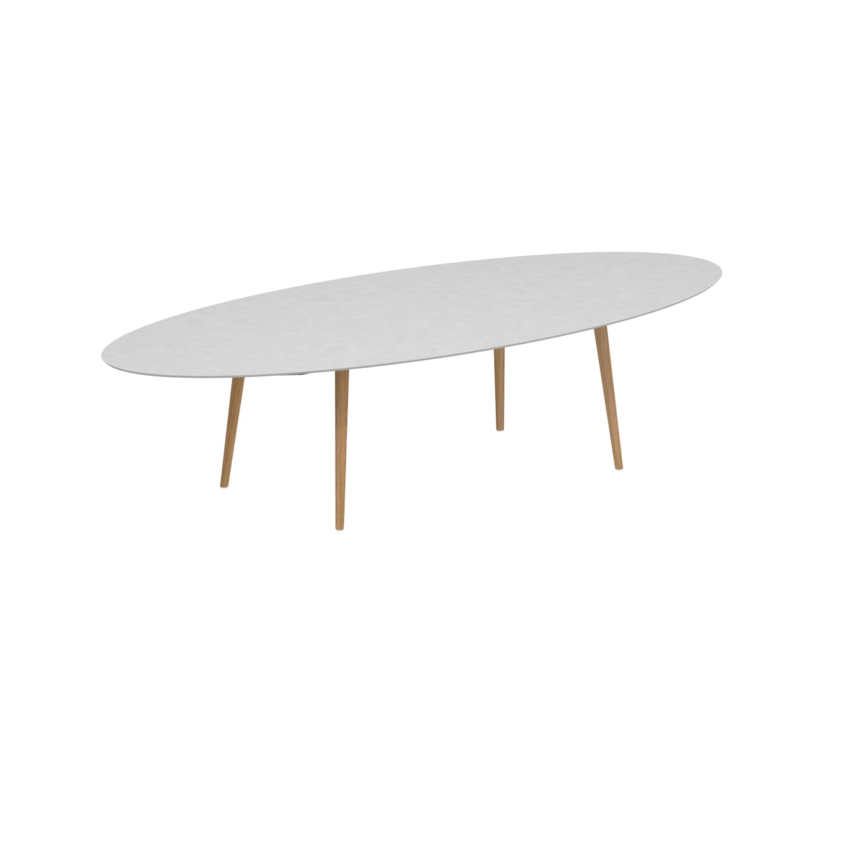 Royal Botania Styletto Esstisch Ellipse 320 x 140 cm, Teakbeine, Keramik weiß (white)