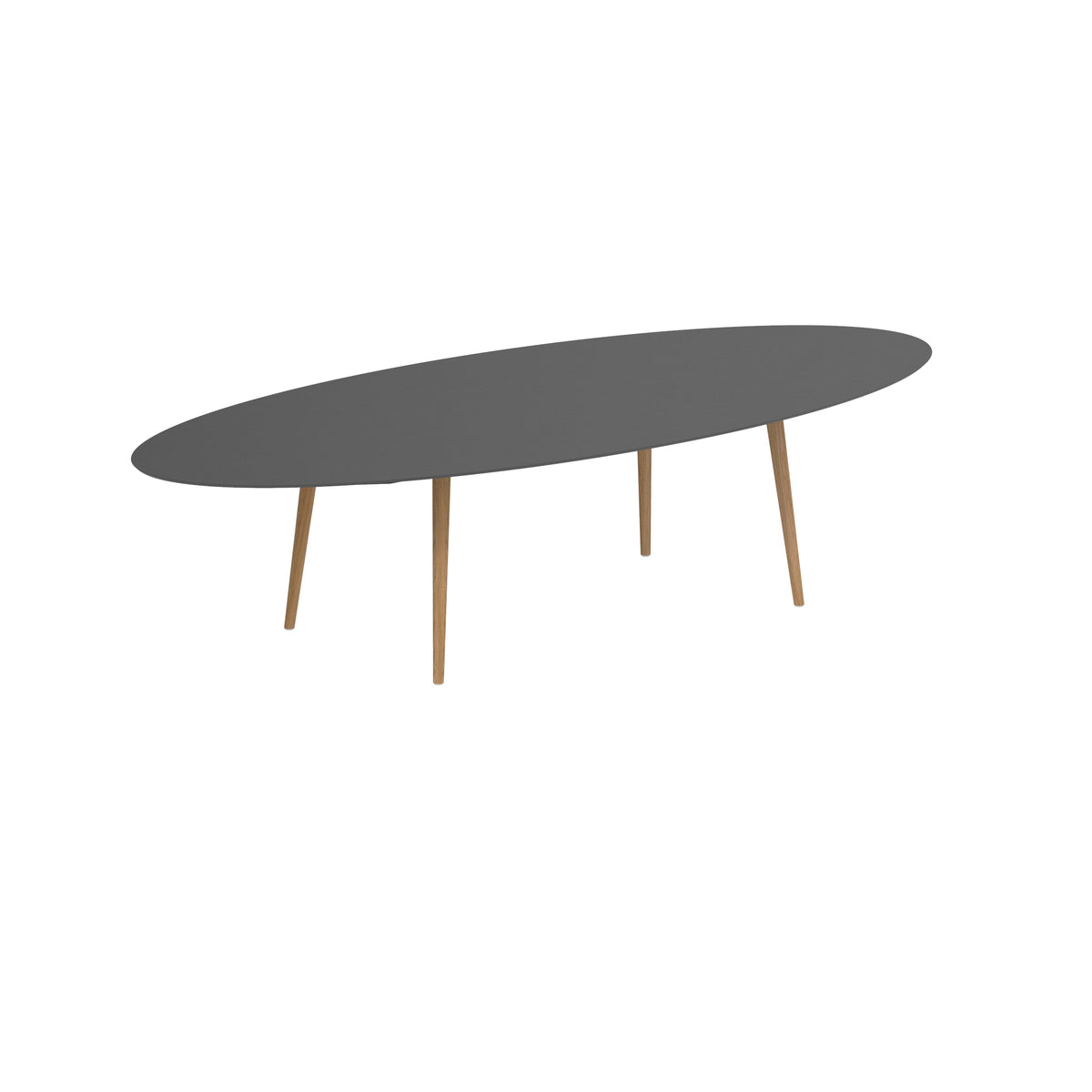 Royal Botania Styletto Esstisch Ellipse 320 x 140 cm, Teakbeine, Keramik schwarz (black)