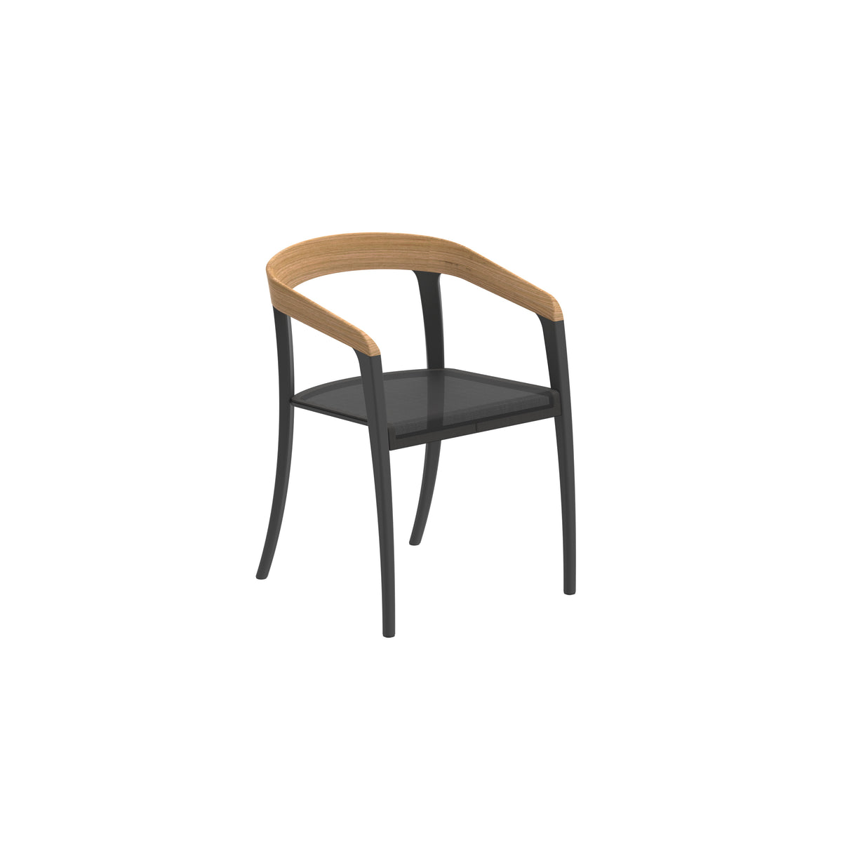 Royal Botania Jive Stuhl mit Teak-Rückenlehne, Gestell anthrazit, Batyline schwarz (black)