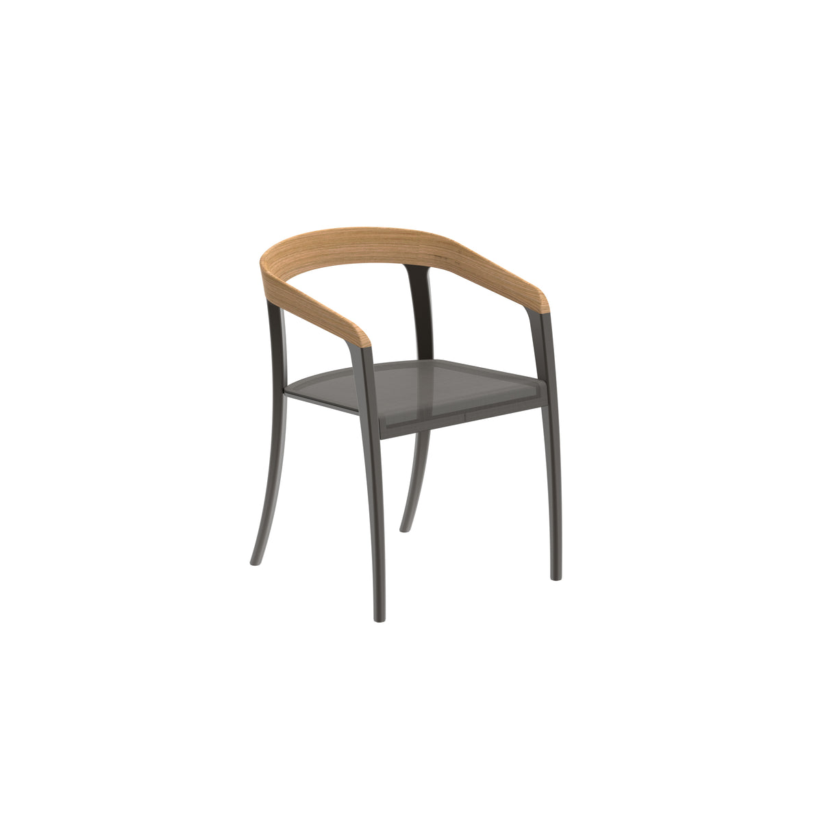 Royal Botania Jive Stuhl mit Teak-Rückenlehne, Gestell bronze, Batyline graphit (graphite)