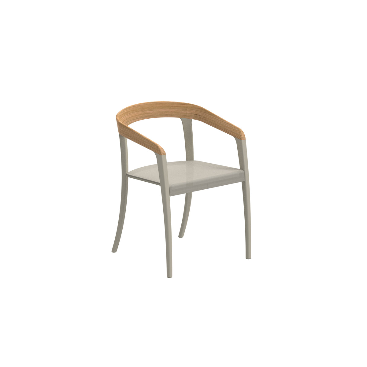 Royal Botania Jive Stuhl mit Teak-Rückenlehne, Gestell pebble, Batyline perlgrau (pearl grey)