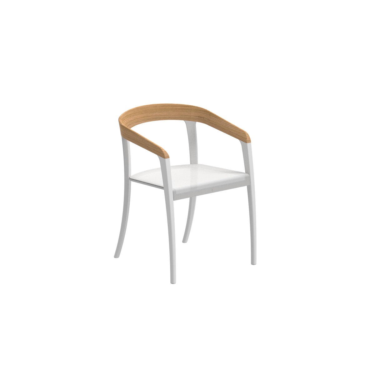 Royal Botania Jive Stuhl mit Teak-Rückenlehne, Gestell weiß, Batyline weiß (white)