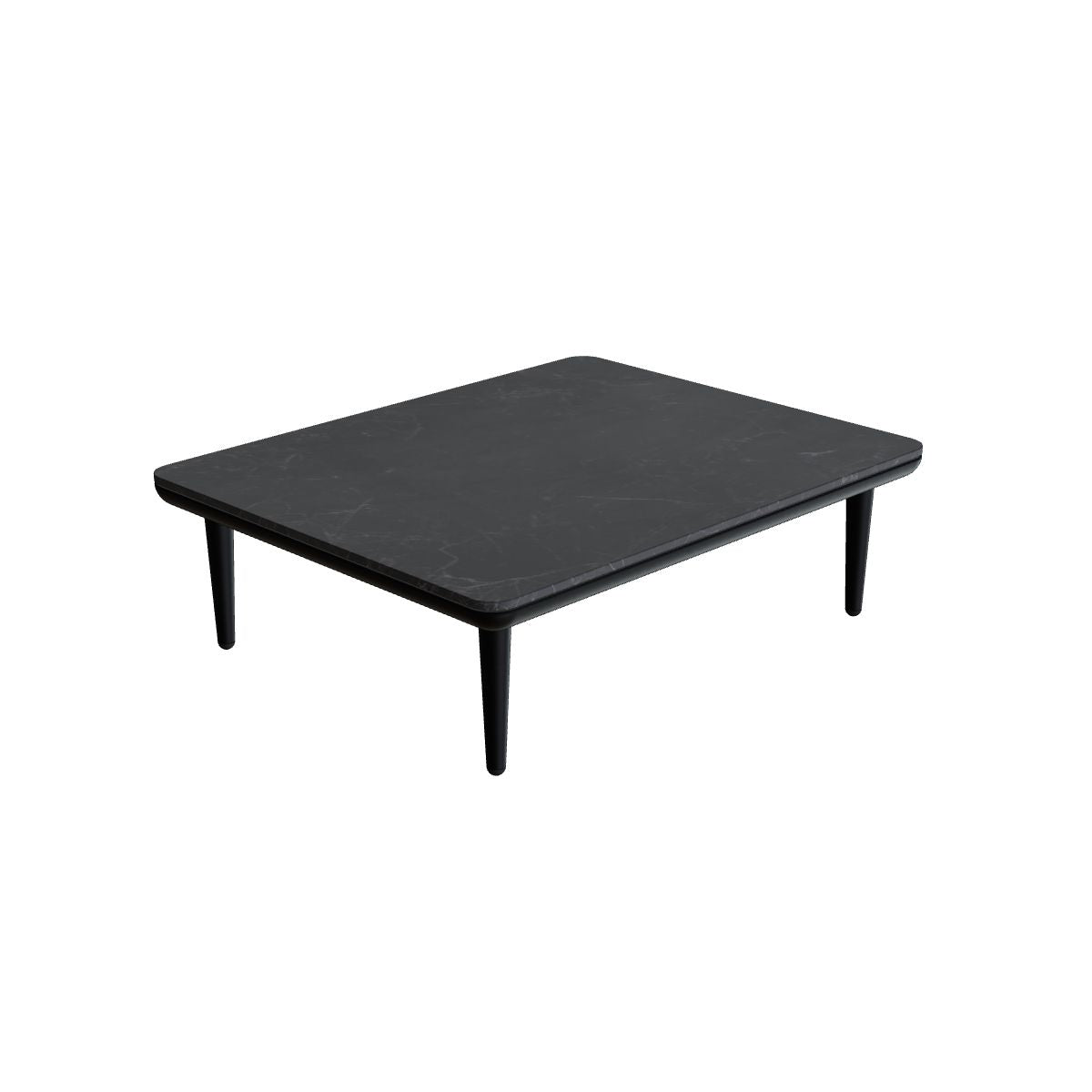 Royal Botania Styletto Lounge Tisch 72 x 90 cm, Gestell anthrazit, Keramik schwarz geädert (Nero Marquina)