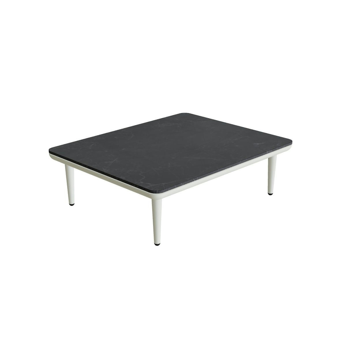 Royal Botania Styletto Lounge Tisch 72 x 90 cm – weiß · Keramik schwarz geädert (Nero Marquina)