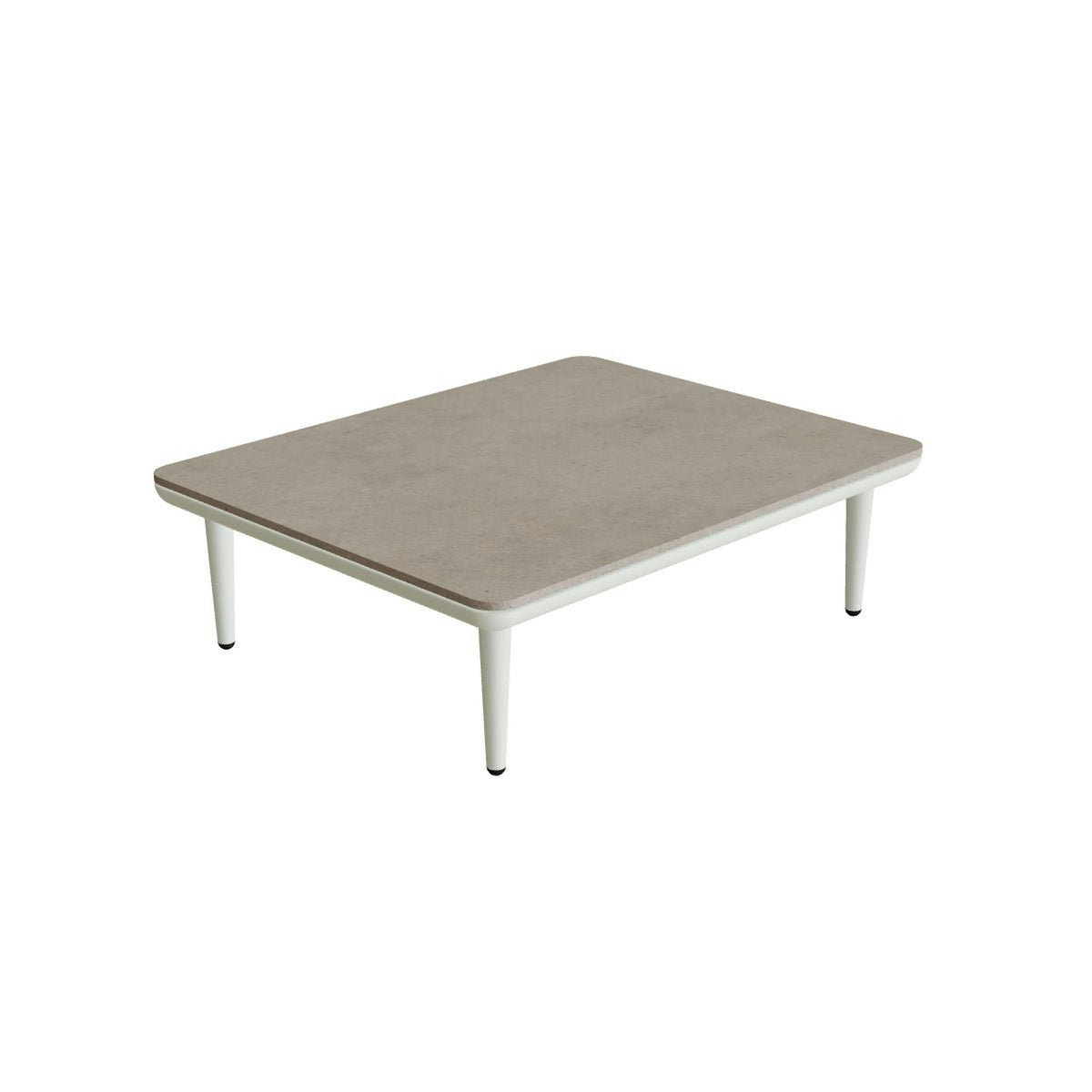 Royal Botania Styletto Lounge Tisch 72 x 90 cm – weiß · Keramik graubraun (Terra Sabbia)