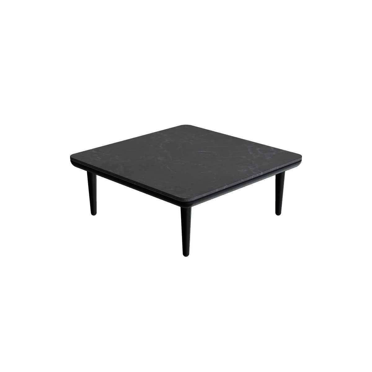 Royal Botania Styletto Lounge Tisch 72 x 72 cm, Gestell anthrazit, Keramik schwarz geädert (Nero Marquina)